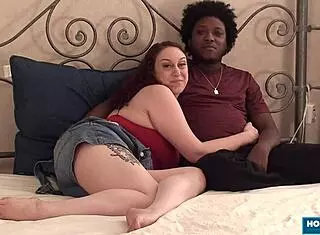 Busty Redhead BBW Takes Big Black Cock in Missionary