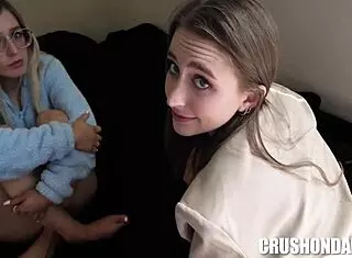 Laney grey and minxx marley blow brad newman in nerdy pov hardcore scene