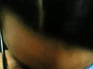 Ebony babe sucks black cock with glasses