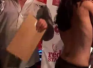 Wow, Miss Sexy Fishnets dominates wet t-shirt contest at Fantasy Fest!