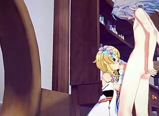 Hey Lumine, give Razor a wild handjob and blowjob in Genshin Impact hentai!