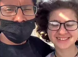 This teen screams while bouncing her big tits wildly.