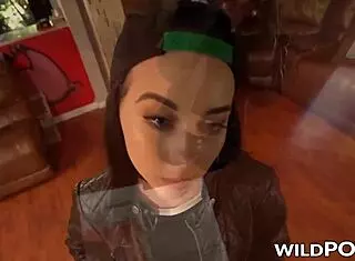 delinquent bambi black gets bound and ridden hard in pov, ends with facial after blowjob