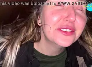 Cracky says, 'Take this stick up my shaved pussy outdoors'