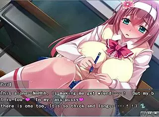 Yui-chan's kindness leads to humiliation as she's spanked and filled with cum in hentai game