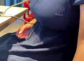 Milf Delivers Sloppy Handjob in Risky Public Fastfood Spot