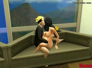 Hinata talks to Boruto in Naruto hentai, leading to passionate fucking where she prefers his balls over Naruto's