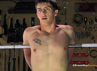 bound college jock gets jerked off and whipped in domination bondage