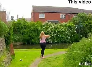 exhibitionist milf flashes and masturbates in public park