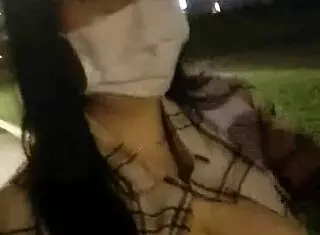 walking along river exposing big tits asian public flashing