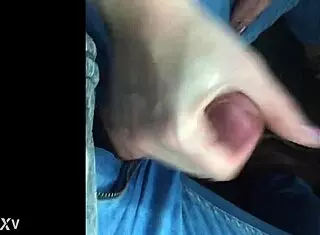 wife gives hardcore handjob in public car