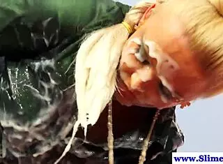 Hot blond Euro babe gets sticky gloryhole facial