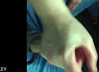 wife gives hardcore handjob in public car