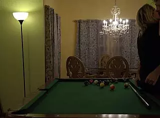 Mature wife moans during intense fucking on pool table with huge tits