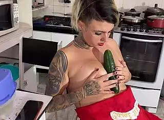 i skipped dinner to use a thick cucumber on myself