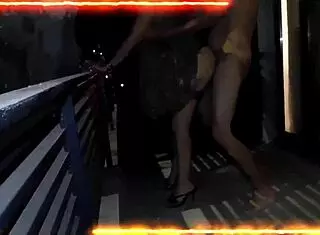 Fucking on balcony while neighbors watch me take husband's friend