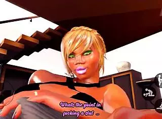 Ebony Futanari Ladyboy Dominates Guy's Mouth With Blowjob