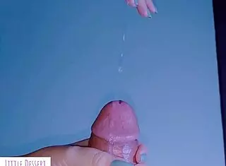 18 year old babe gives sloppy handjob to big cock