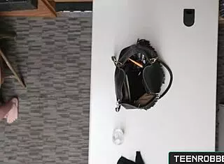 feeling shy and submissive as cute teen 18+ shoplifter punished sucking big cock in garage