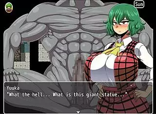 i watch yuka stroking the giant penis statue in the ruins of the hentai game