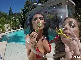 Abigail Mac And Romi Rain Filming Lesbian Scene On The Set