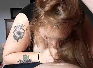 Blonde Bbw Sucks And Swallows Cum!