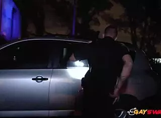 Two Gay Cops Suck and Ride Massive Black Cock in Outdoor Hardcore Action