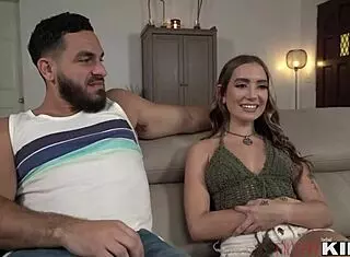 Bailey Base teen is bent over for deepthroat action!