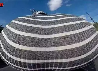 Hot Brunette Rides Motorcycle Showing Ass In Public