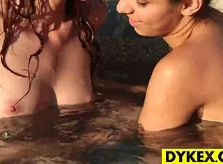 outdoor lesbian dildo fun with cougar and teen!!