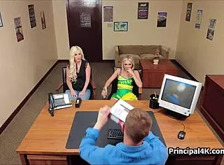 Milf and cheerleader fucked hard at the office