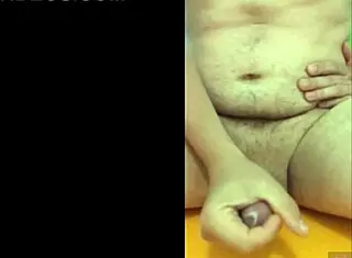 male solo masturbation session captured in close up with a condom