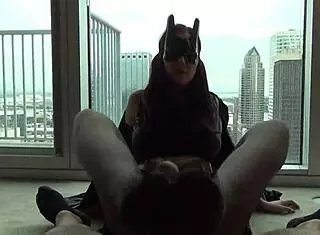 Batgirl, how do you drain the villain's cock with a footjob?