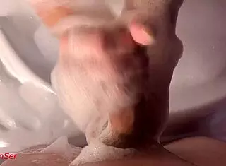 Pretty Woman in Jacuzzi Foam Gets Wild Sex and Blowjob!
