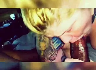 Savannah Jones gives sloppy blowjob to Leroy Love in homemade interracial scene!