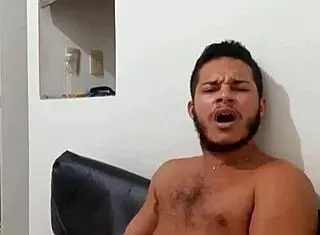 Young well-endowed guy masturbating nicely