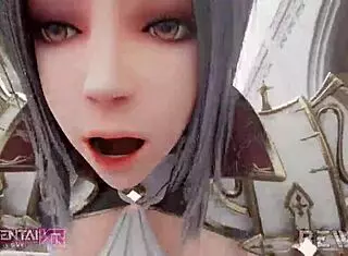 Priestess delivers divine punishment with big cock on babe