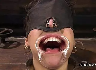 hey, watch this brunette slave get hosed on face!