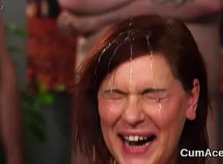 Naughty Bombshell Swallows Every Drop of Cumshot on Face