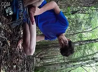 risky outdoor masturbation in the forest