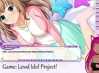 Vtuber intensely plays lewd idol project, featuring big tits, kissing, and lesbian action in lingerie