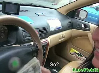 Flashing taxi girl next door takes cash for quick sex