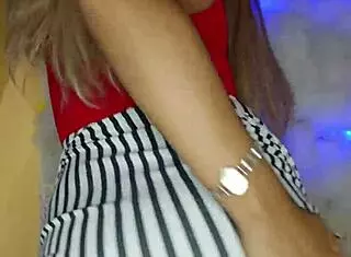 beautiful made-up transvestite shows off her stunning look!