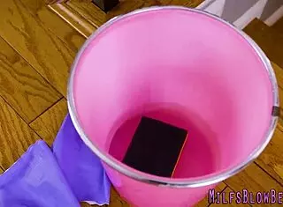 The skanky COUGAR strokes and SUCKS the cock until cumshot on her big TITS