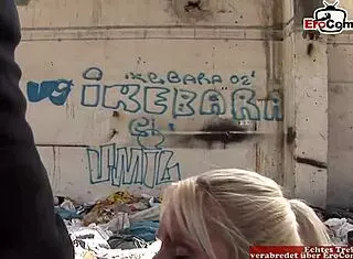 Slender blonde milf loves outdoor anal standing