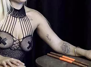 Naughty blonde gets anal from black band member!