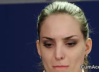 Doll gets jizz on face in bukkake