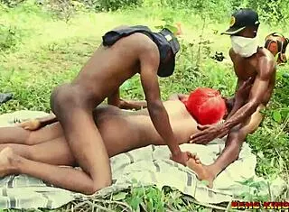 threesome with cute housewife taking two massive dicks in tight hairy pussy