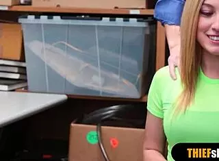 Blonde thief teen chick gets rough fucked from behind, bent over in doggystyle!