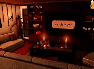 Cosplay teen blows hard in Halloween skirt!